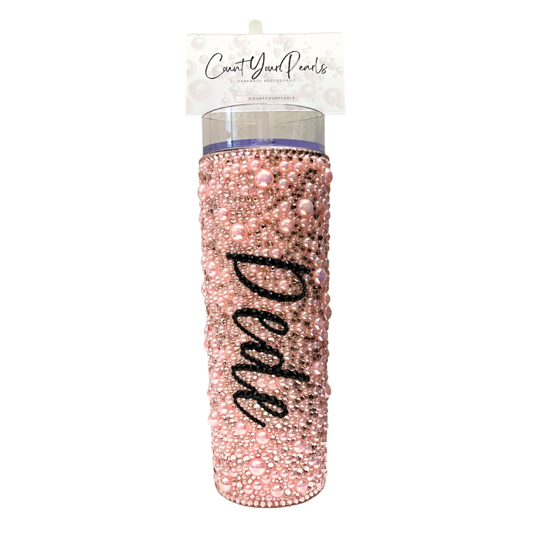 Bedazzled Initial Tumbler - A