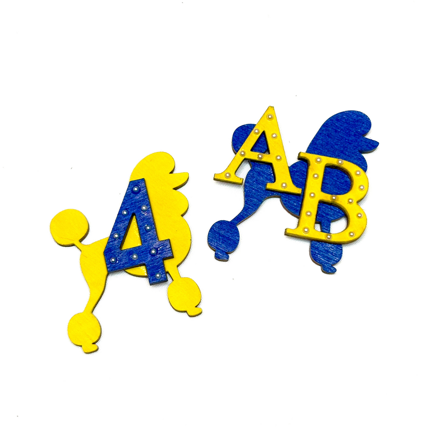 Poodle Pearl Chapter or Line Number Wooden Pin