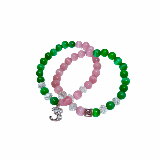 Alpha Line Number Bracelet - Bead or Charm
