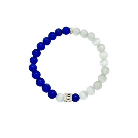Blue and White Line Number Bracelet