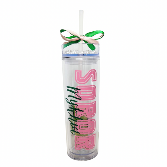 Personalized AKA Soror Tumbler with Pearl Lid