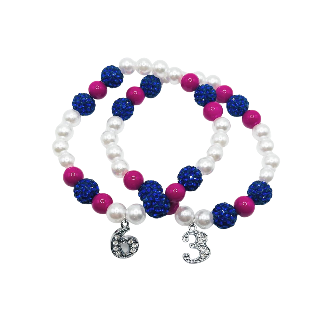 Delta Psi Rho Sorority Sparkle Line Number Charm Bracelet