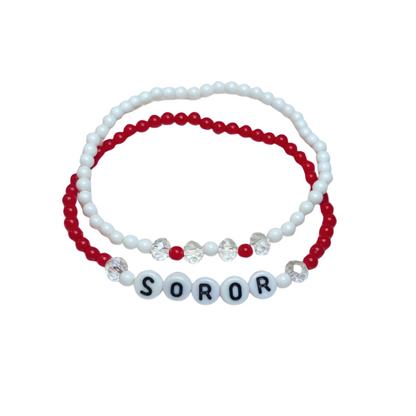 Red & White Soror Bracelet Set