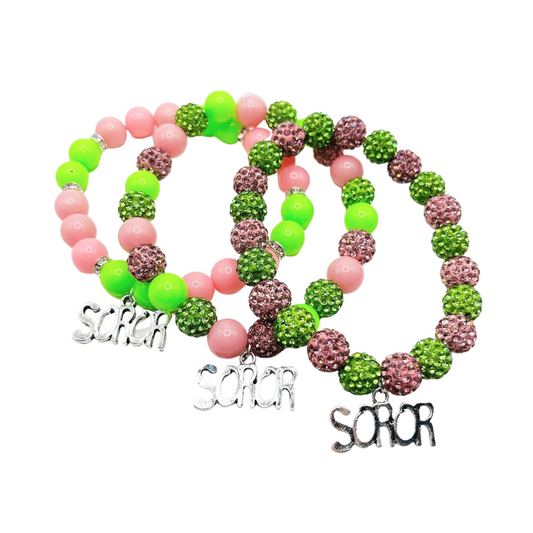 Pink & Green Soror Charm Bracelet