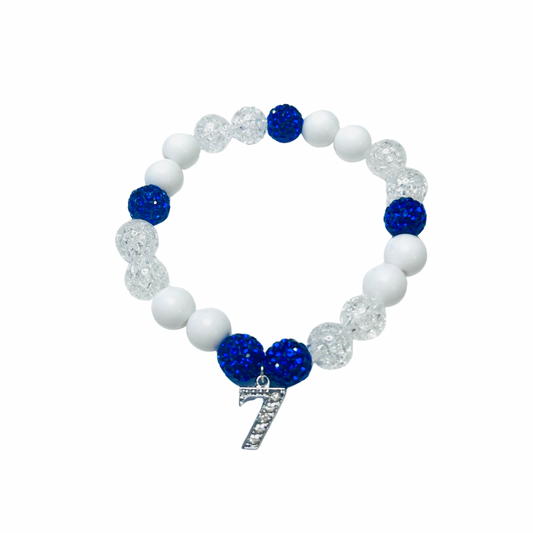 Zeta White Marble Line Number Bracelet