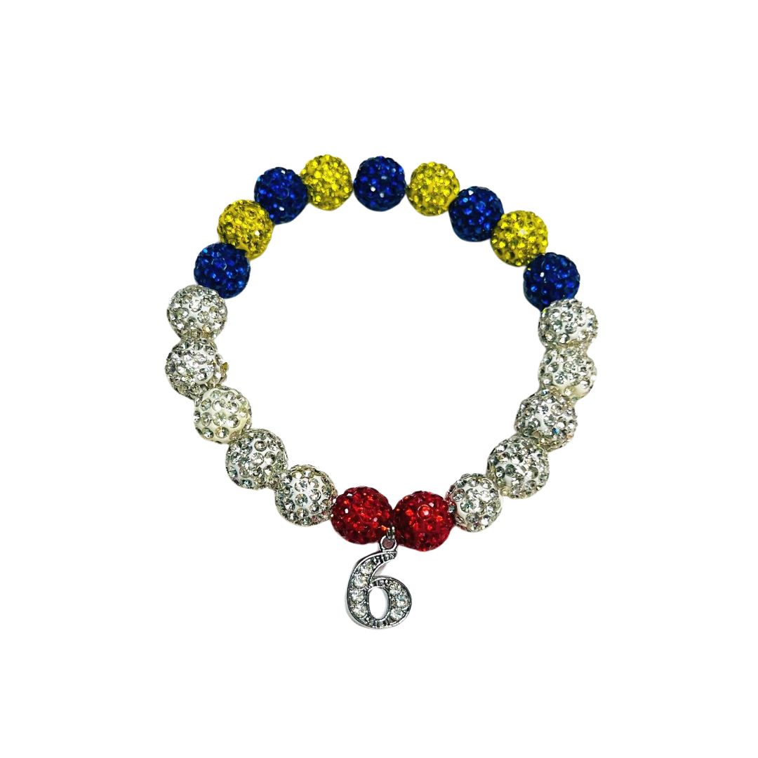 Pearls & Rubies Line Number Charm Bracelet