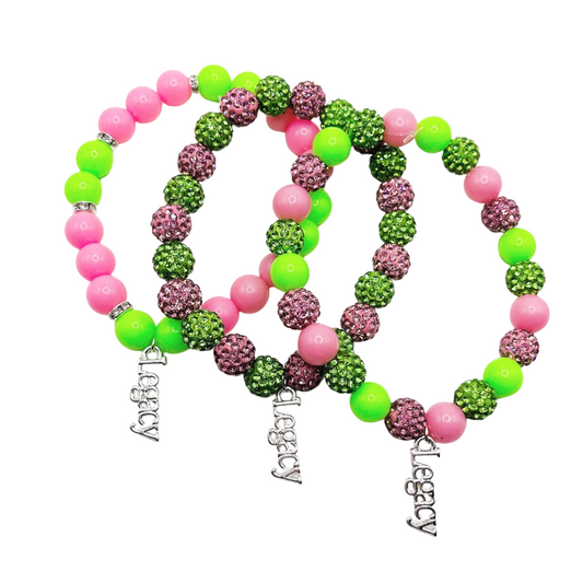 Pink & Green Sparkle Legacy Charm Bracelet