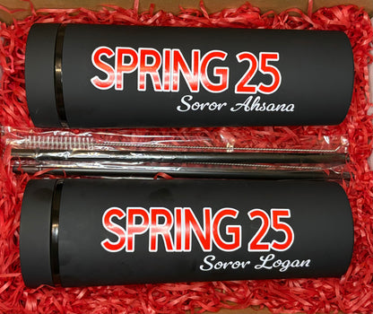 Personalized Matte Black Delta Soror Tumbler