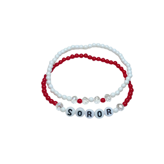 Red & White Soror Bracelet Set