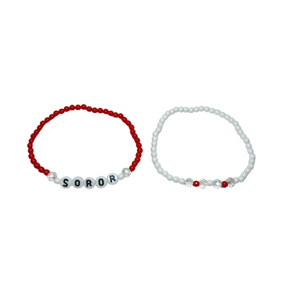 Red & White Soror Bracelet Set
