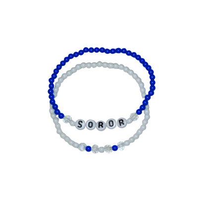 Blue & White Soror Bracelet Set