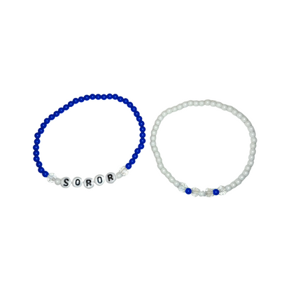 Blue & White Soror Bracelet Set