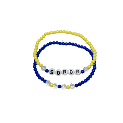 Blue & Yellow Soror Bracelet Set