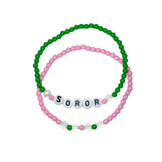 Pink & Green Soror Bracelet Set