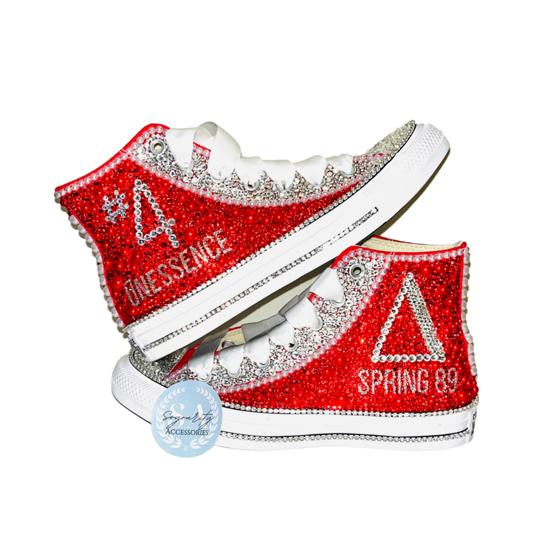 Custom Delta Sorority High Top Canvas Sneakers