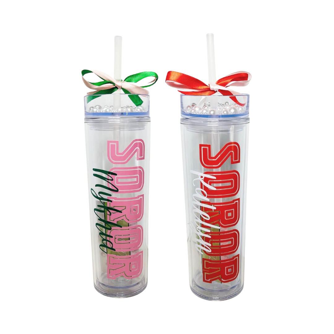 Personalized Soror Tumbler with Pearl Lid