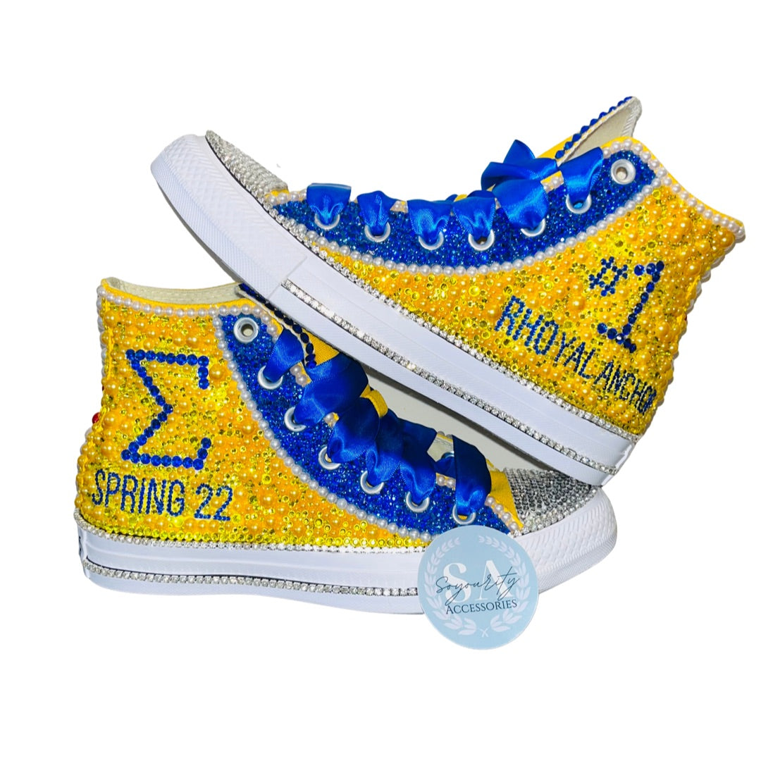 Custom Delta Sorority High Top Canvas Sneakers – CountYourPearls