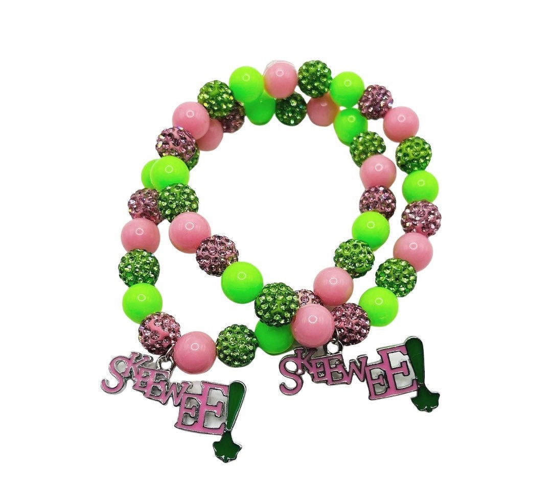 Pink & Green Sorority Call Charm Bracelet