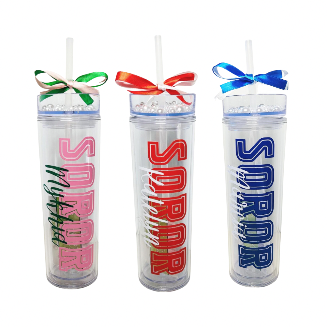 Personalized Soror Tumbler with Pearl Lid