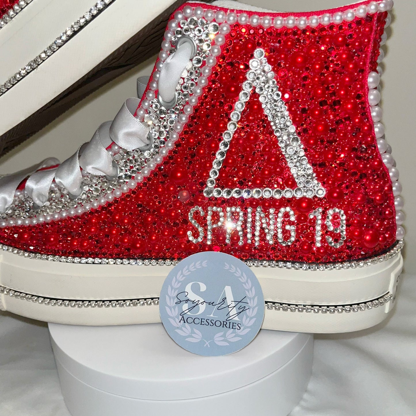 Delta Sigma Theta Red Bling Converse Low Top