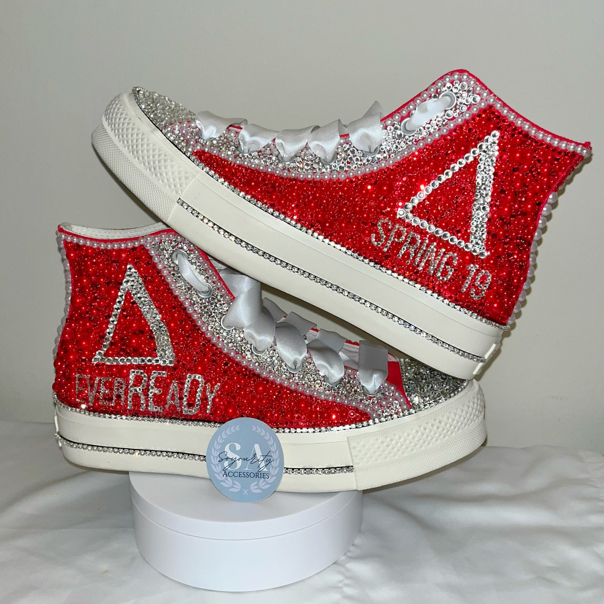 Custom Delta Sorority High Top Canvas Sneakers – CountYourPearls