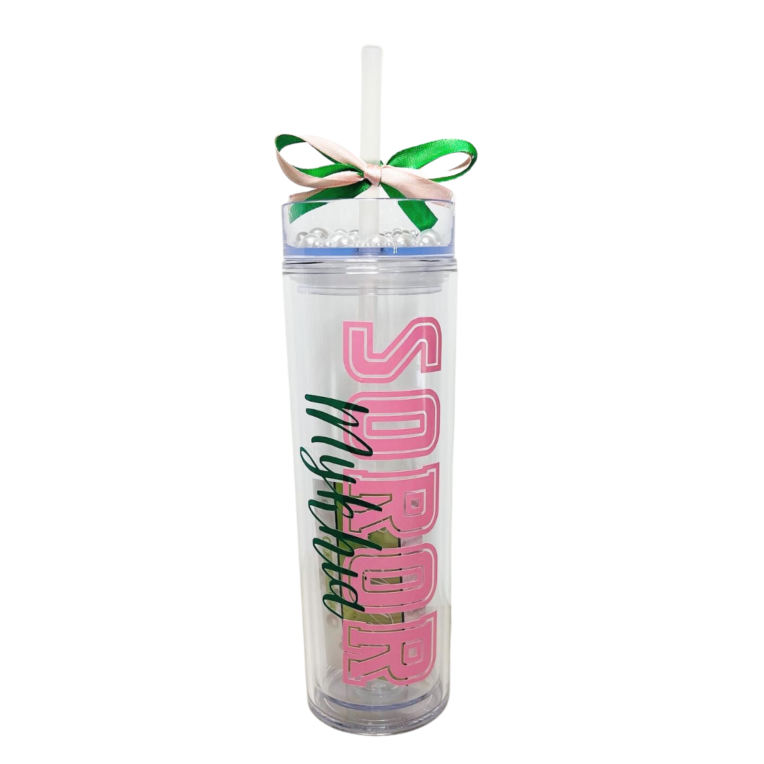 Personalized Soror Tumbler with Pearl Lid