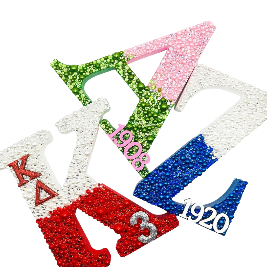 Decorative Red/White Bedazzled Letter with Chapter & Line Number