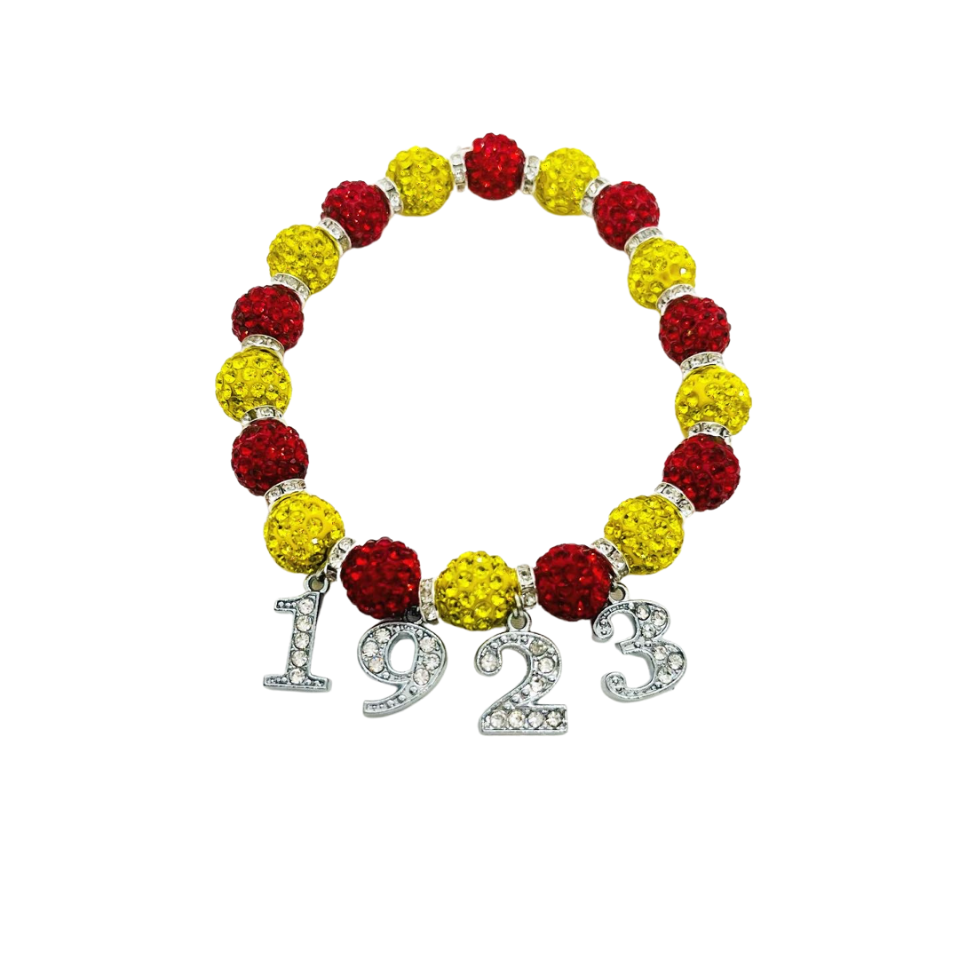 Yellow & Red sorority 1923 Bracelets - Set of 2 or Individual