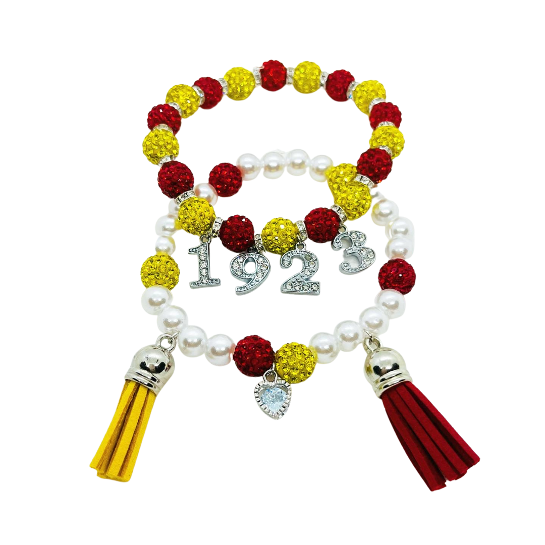 Yellow & Red sorority 1923 Bracelets - Set of 2 or Individual