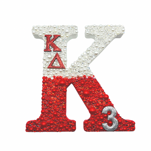 Decorative Red/White Bedazzled Letter with Chapter & Line Number