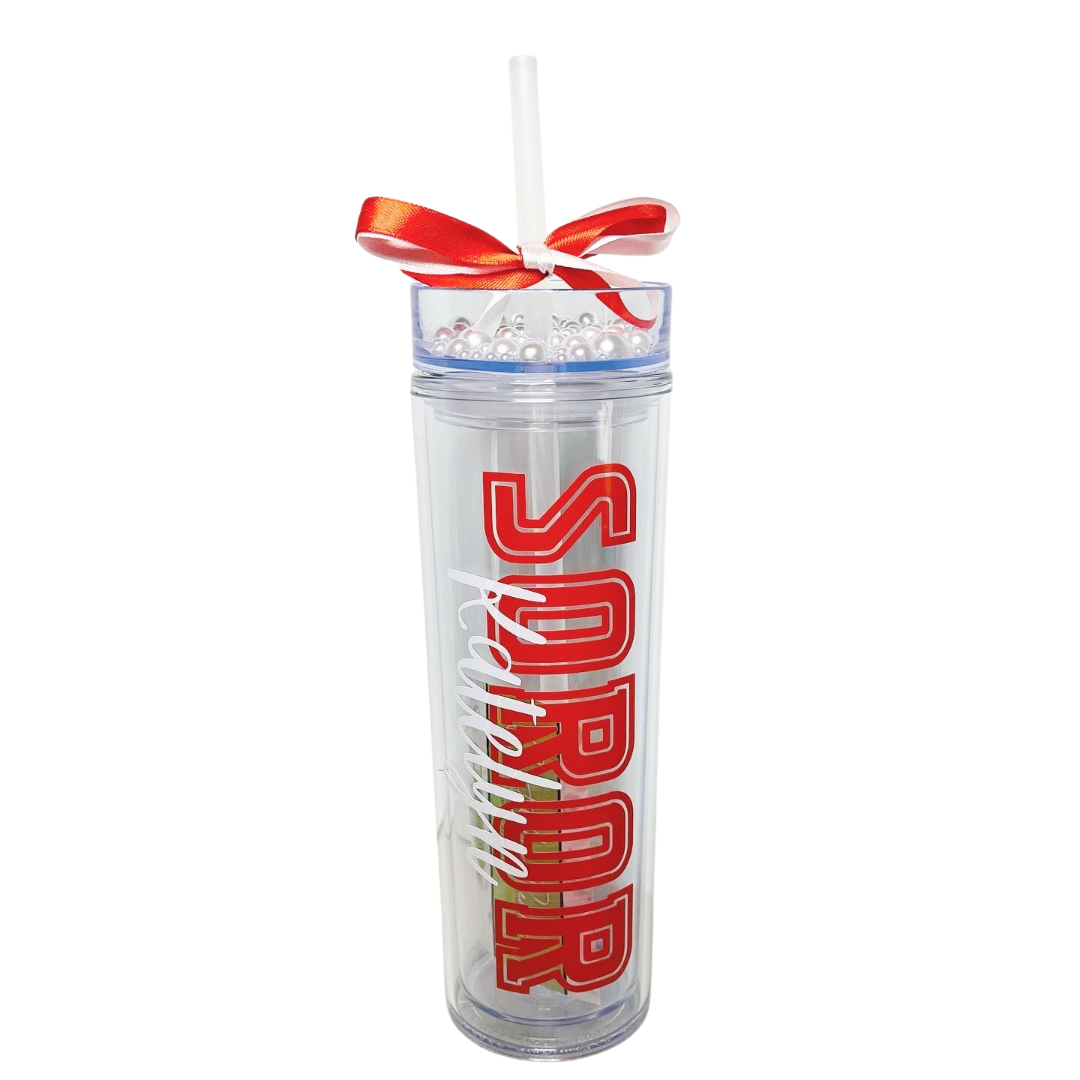 Personalized Delta Soror Tumbler with Pearl Lid